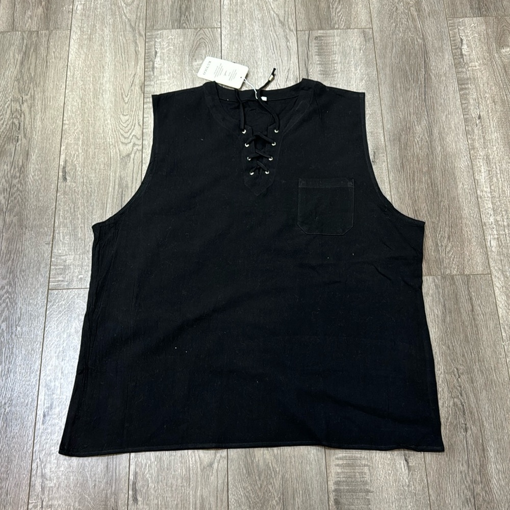 Kuyigo plus size black sleeveless top lace up for women size xl